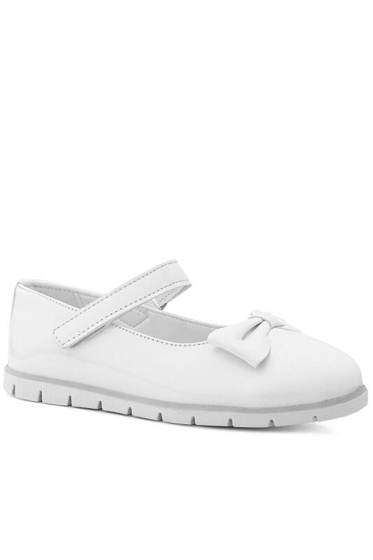 Rakerplus Beyaz Rugan Fiyonklu Cırtlı Kız Çocuk Babet - 2