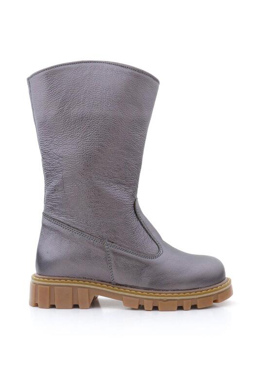 Rakerplus Genuine Leather Platinum Zippered Tall Girls' Boots - 2