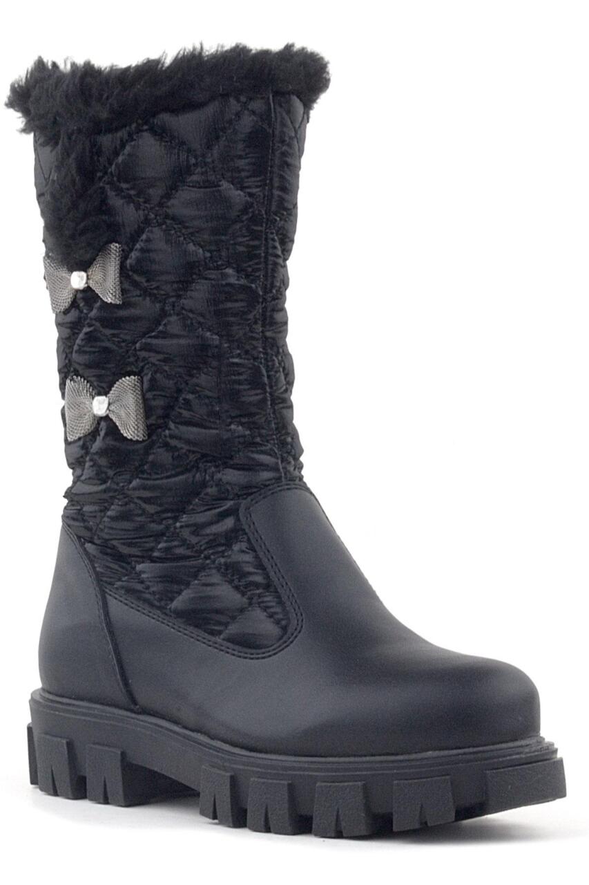 Rakerplus Black Long Zip Ribboned Girls' Rain Boots - 1