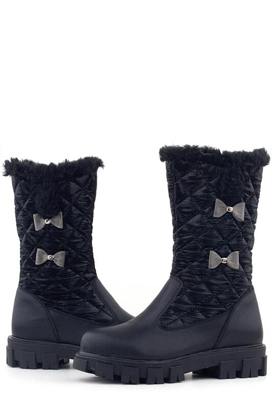 Rakerplus Black Long Zip Ribboned Girls' Rain Boots - 6