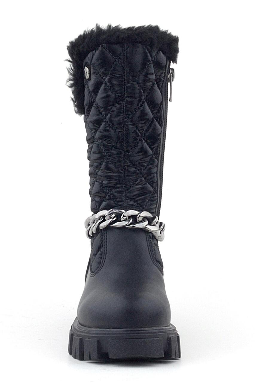 Rakerplus Black Long Zip Chain Detail Girls' Rain Boots - 3