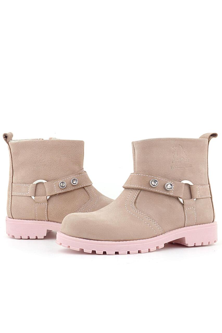 Rakerplus Chiron Hakiki Deri Pembe Fermuarlı Taşlı Kız Çocuk Bot - 5