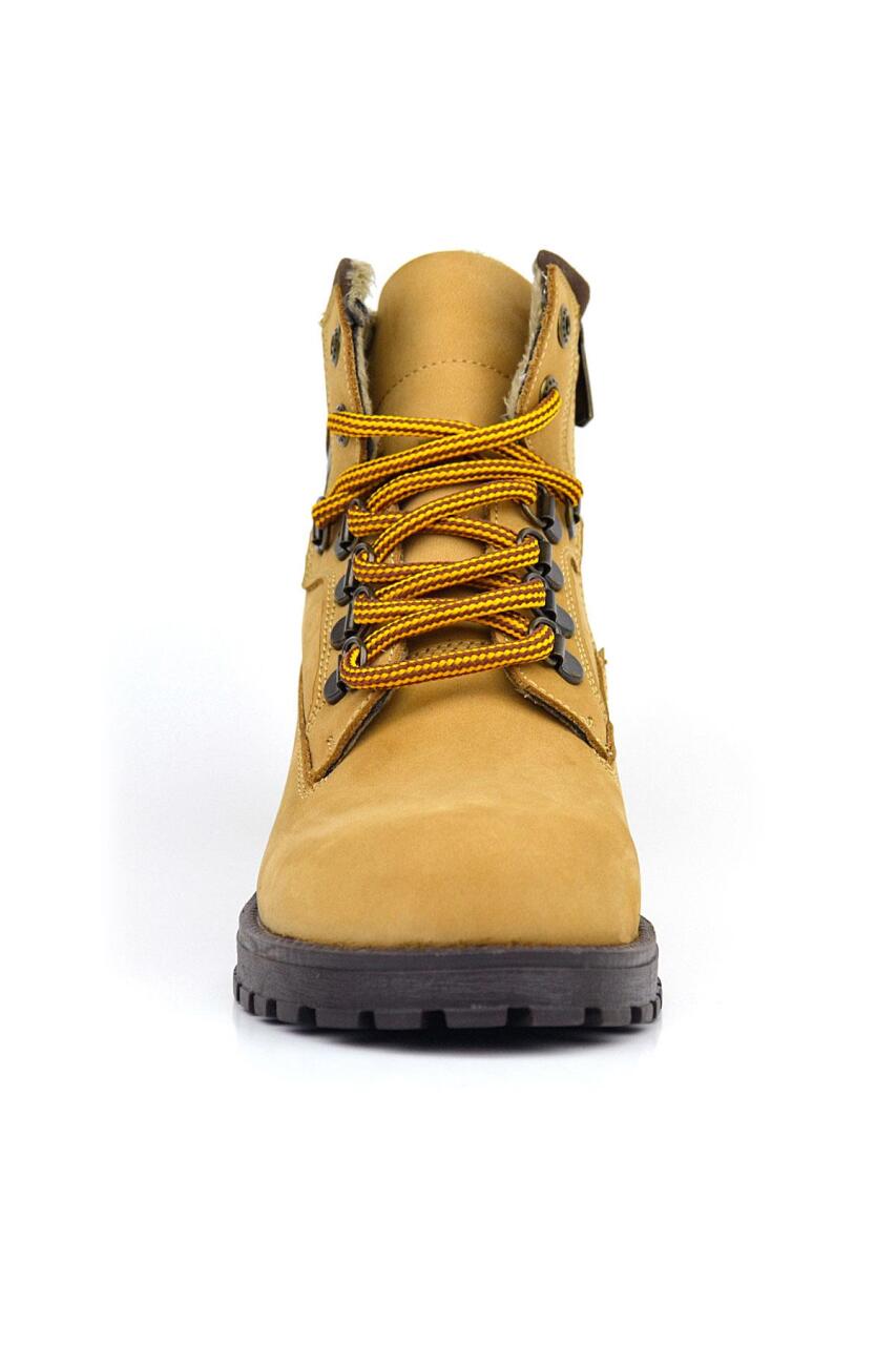 Rakerplus Hakiki Deri Sarı Kahve Bağcıklı Fermuarlı Çocuk Bot - 2