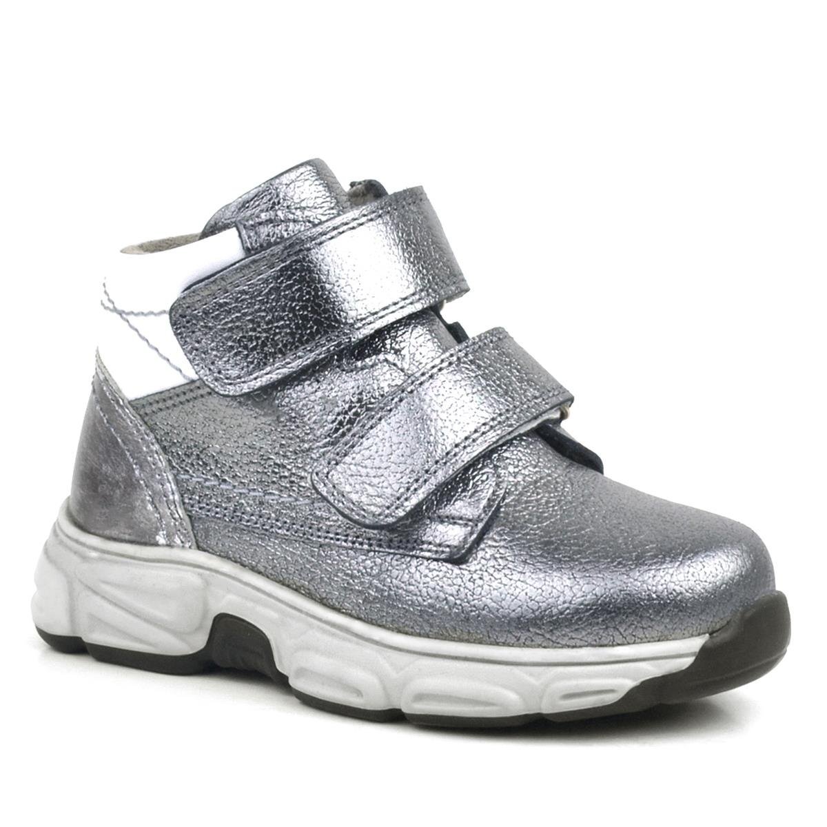 Rakerplus Genuine Leather Platinum Grey Velcro Fur Lined Girls' Sport Boots - 1