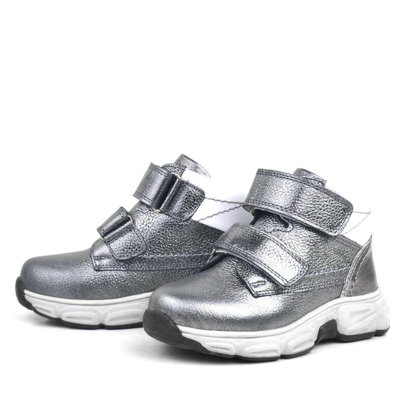 Rakerplus Genuine Leather Platinum Grey Velcro Fur Lined Girls' Sport Boots - 4