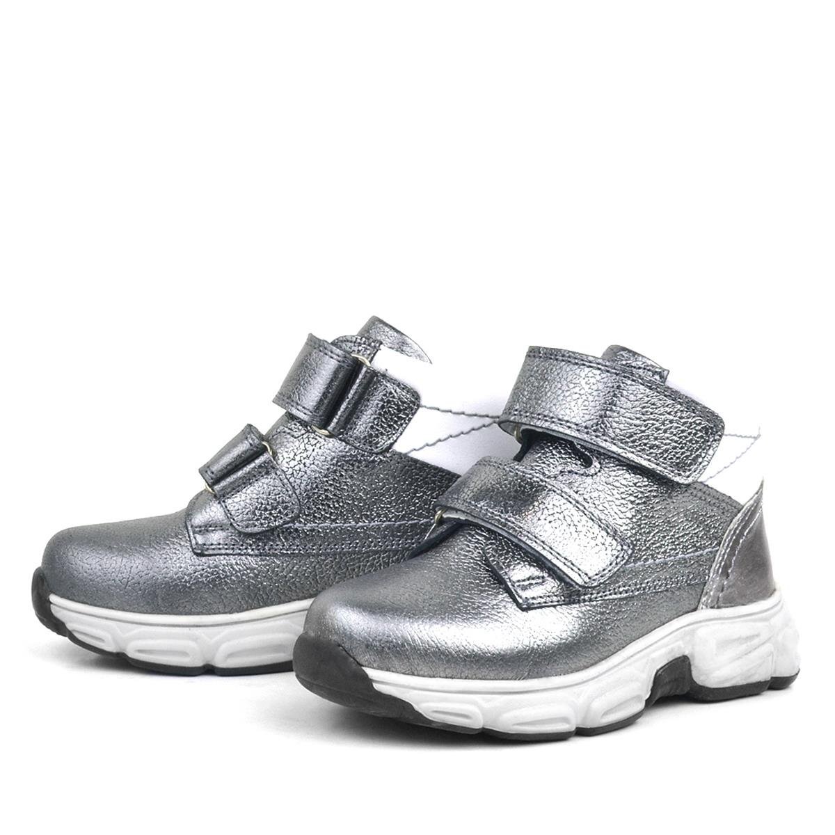 Rakerplus Genuine Leather Platinum Grey Velcro Fur Lined Girls' Sport Boots - 4