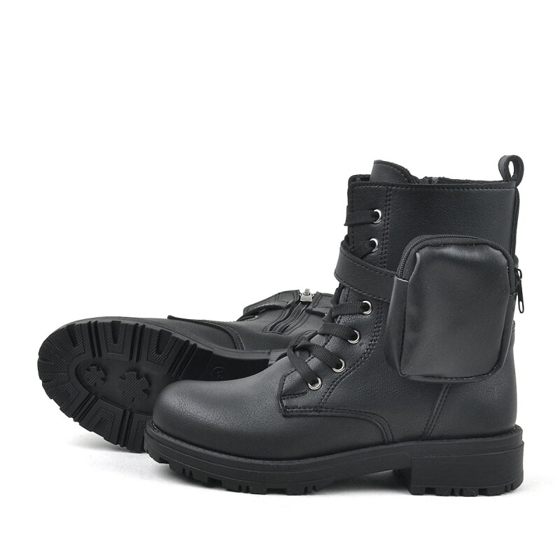 Rakerplus Siyah Fermuarlı Bağcıklı Cüzdanlı Kız Çocuk Bot - 7