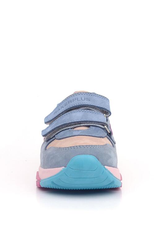 Rakerplus Genuine Leather Powder Blue Fuchsia Kids' Sneakers Sports Shoes - 3