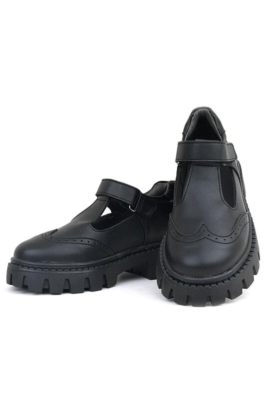 Rakerplus Siyah Mat Cırtlı Kız Çocuk Okul Ayakkabı - 7