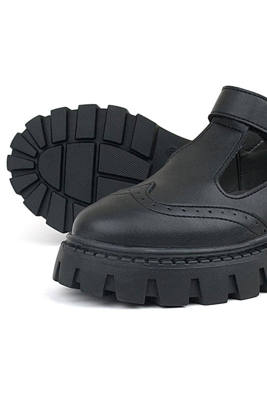 Rakerplus Siyah Mat Cırtlı Kız Çocuk Okul Ayakkabı - 8