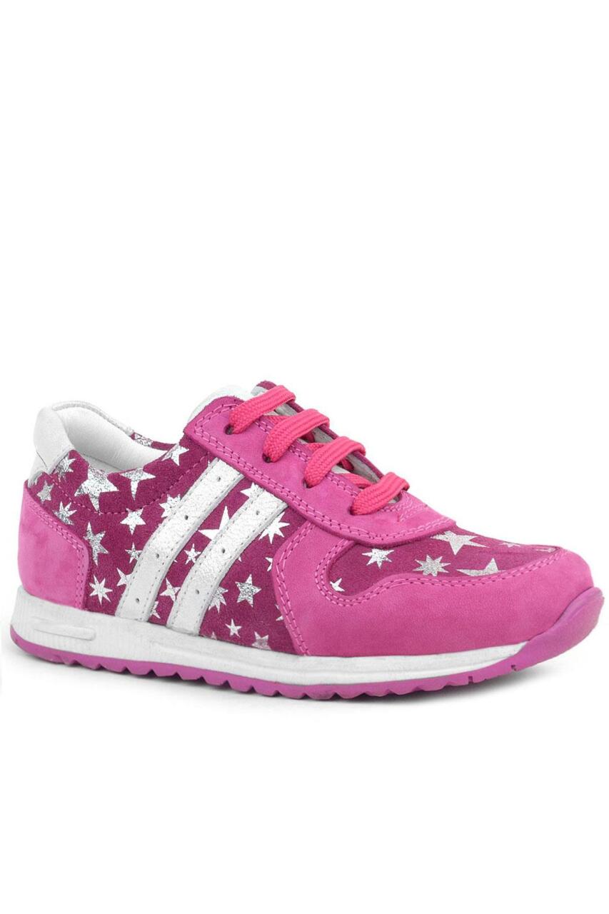 Rakerplus Genuine Leather Fuchsia Star Pattern Girls' Casual Sports Shoes - 1