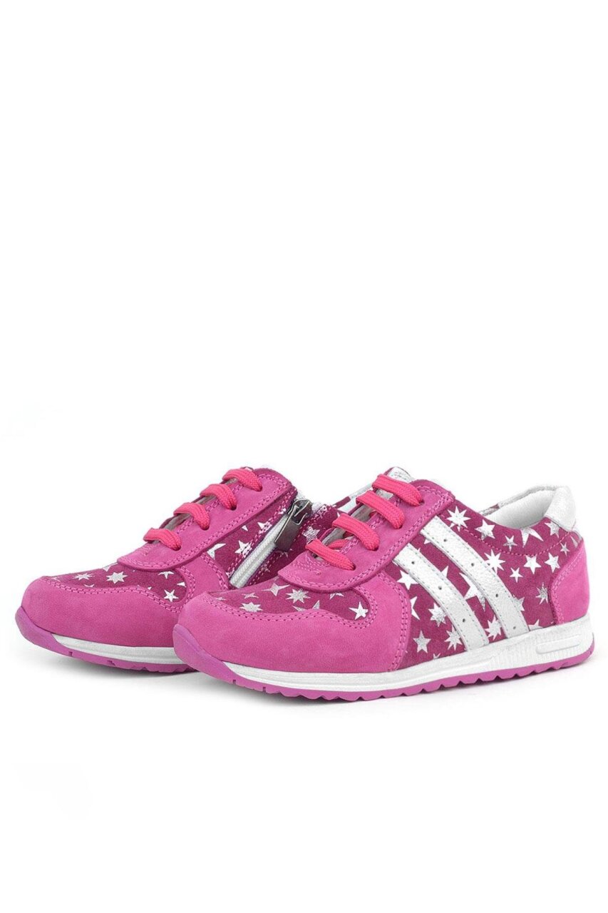 Rakerplus Genuine Leather Fuchsia Star Pattern Girls' Casual Sports Shoes - 5