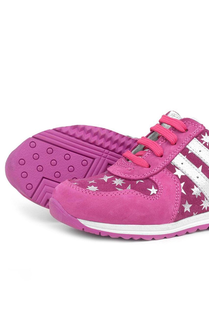 Rakerplus Genuine Leather Fuchsia Star Pattern Girls' Casual Sports Shoes - 7