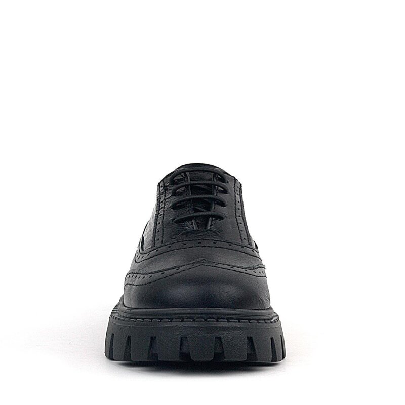 Rakerplus Black Wrinkled Patent Genuine Leather Lace-up Oxford Casual Shoes - 4