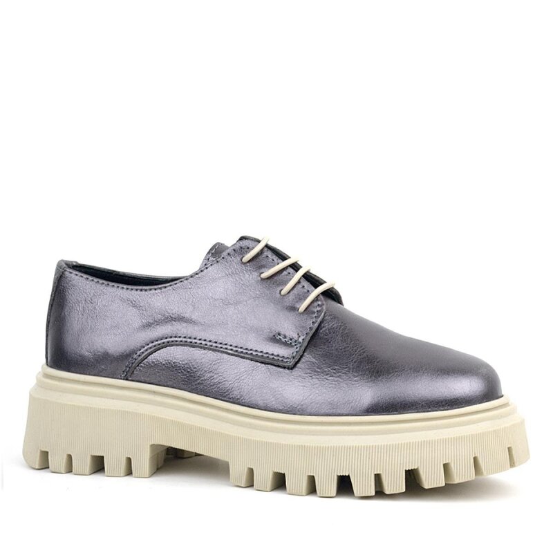 Rakerplus Platin Hakiki Deri Bağcıklı Oxford Günlük Ayakkabı - Rakerplus