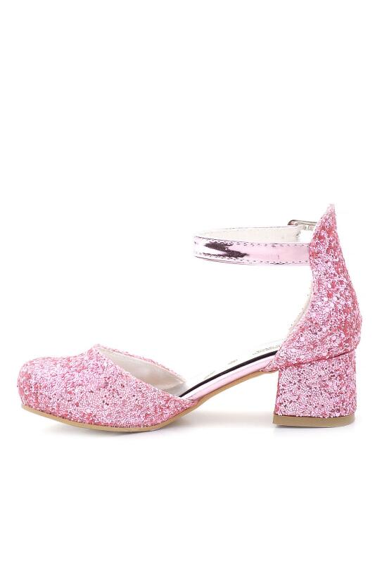 Merida Bright Pink Chunky Heeled Rhinestone Girls' High-Heeled Shoes - 2