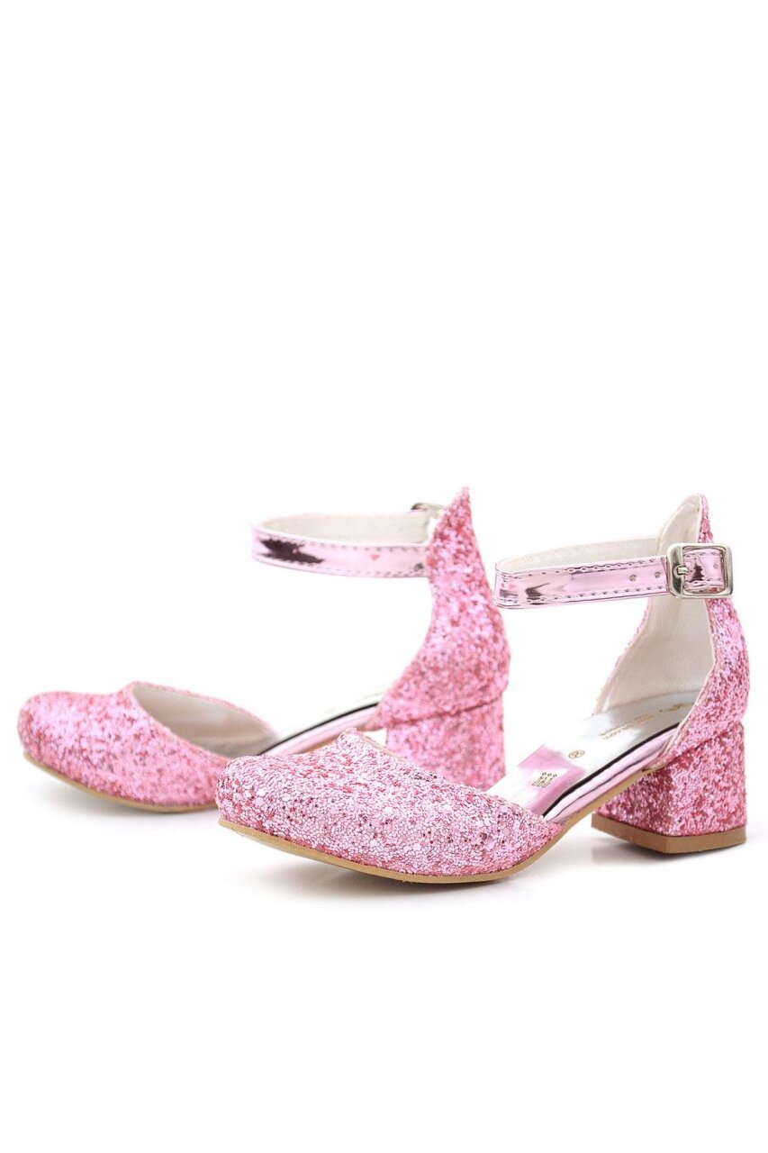 Merida Bright Pink Chunky Heeled Rhinestone Girls' High-Heeled Shoes - 3