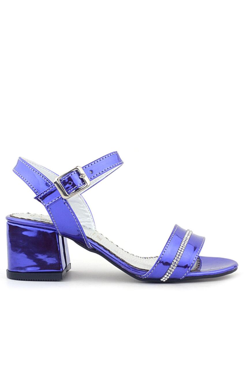 Pony Purple Mirrored Thick-Heeled Rhinestone Girl's Dress Shoes - 2