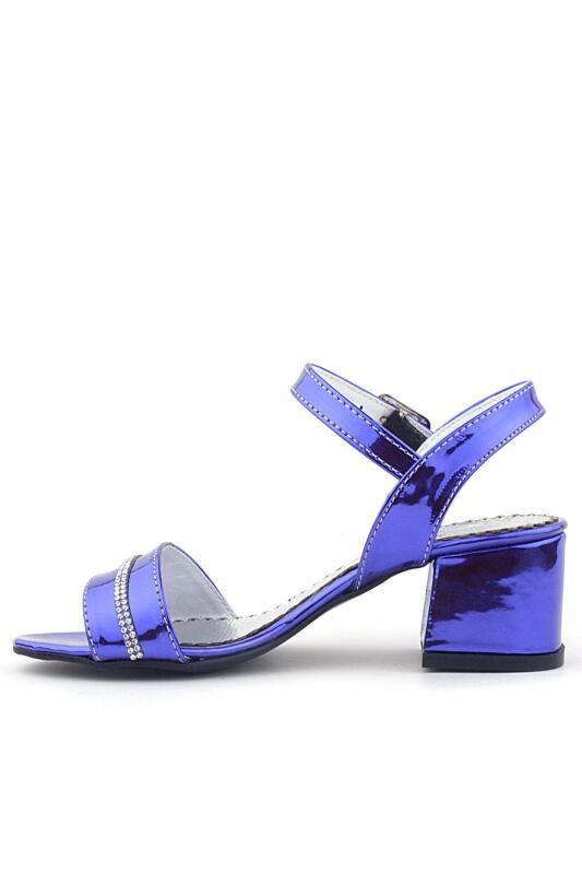 Pony Purple Mirrored Thick-Heeled Rhinestone Girl's Dress Shoes - 3