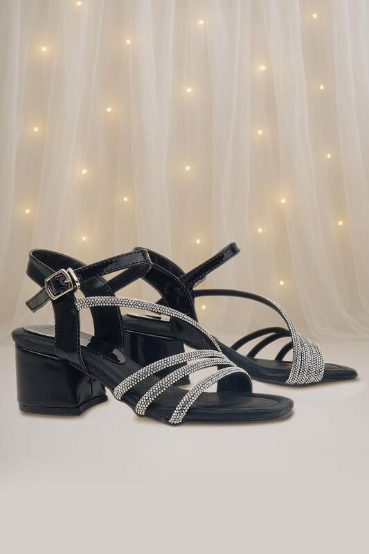 Moana Siyah Taş Detaylı Kız Çocuk Topuklu Abiye Ayakkabı - hapshoe kids