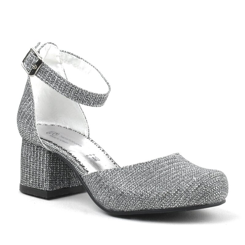 Merida Platinum Glittery Chunky Heeled Girls' High-Heeled Shoes - 2