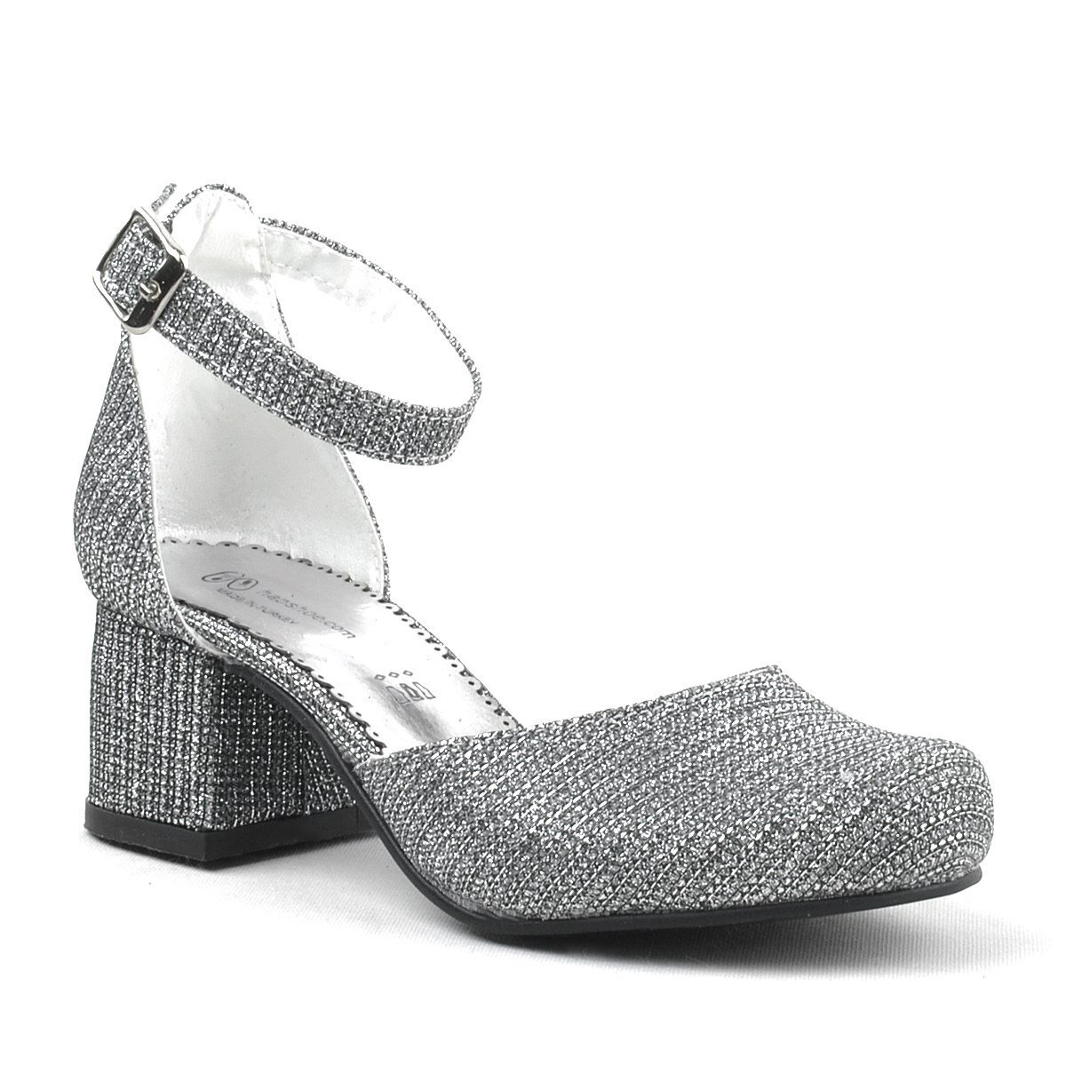 Merida Platinum Glittery Chunky Heeled Girls' High-Heeled Shoes - 2