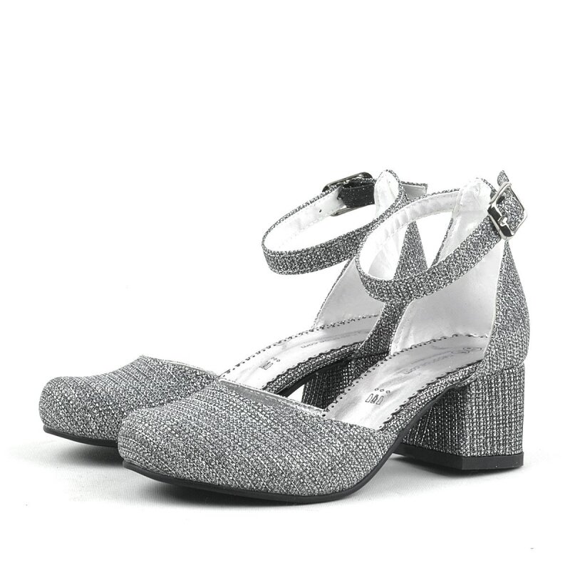 Merida Platinum Glittery Chunky Heeled Girls' High-Heeled Shoes - 5