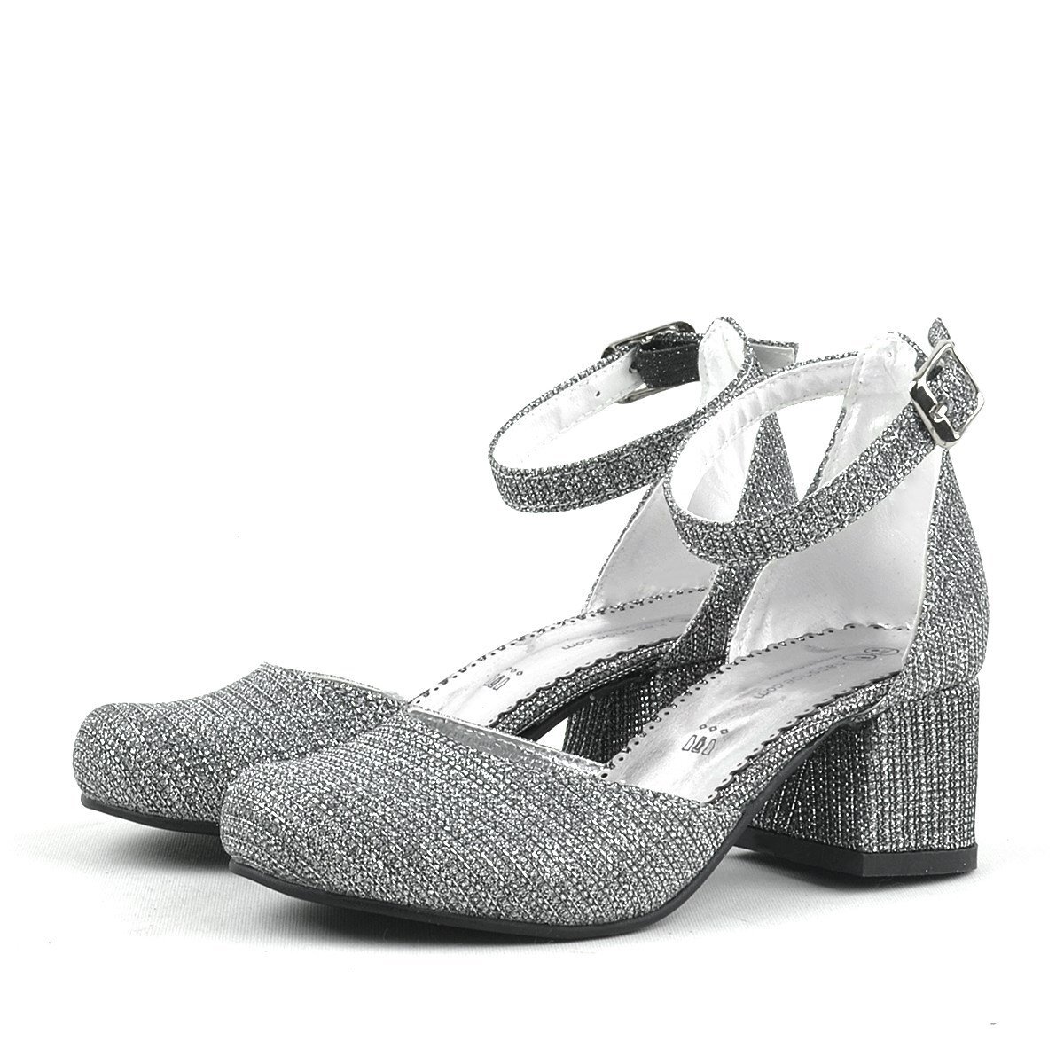 Merida Platinum Glittery Chunky Heeled Girls' High-Heeled Shoes - 5