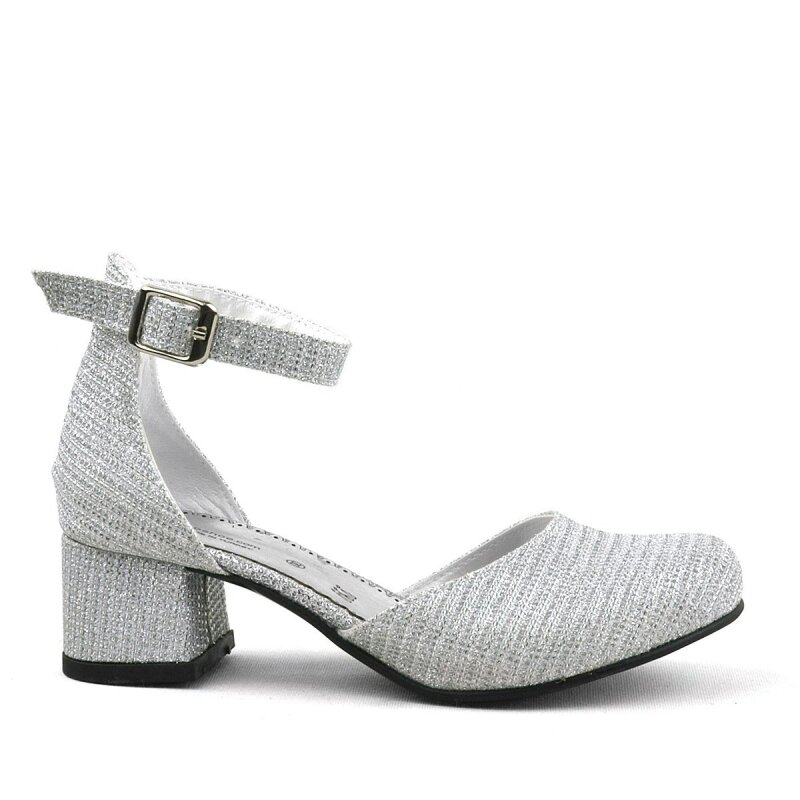 Merida Silver Glittery Chunky Heeled Girls' Shoes - 3