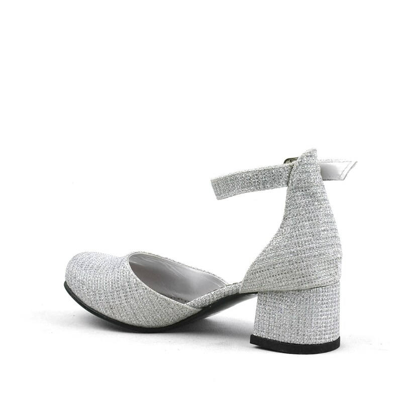 Merida Silver Glittery Chunky Heeled Girls' Shoes - 4