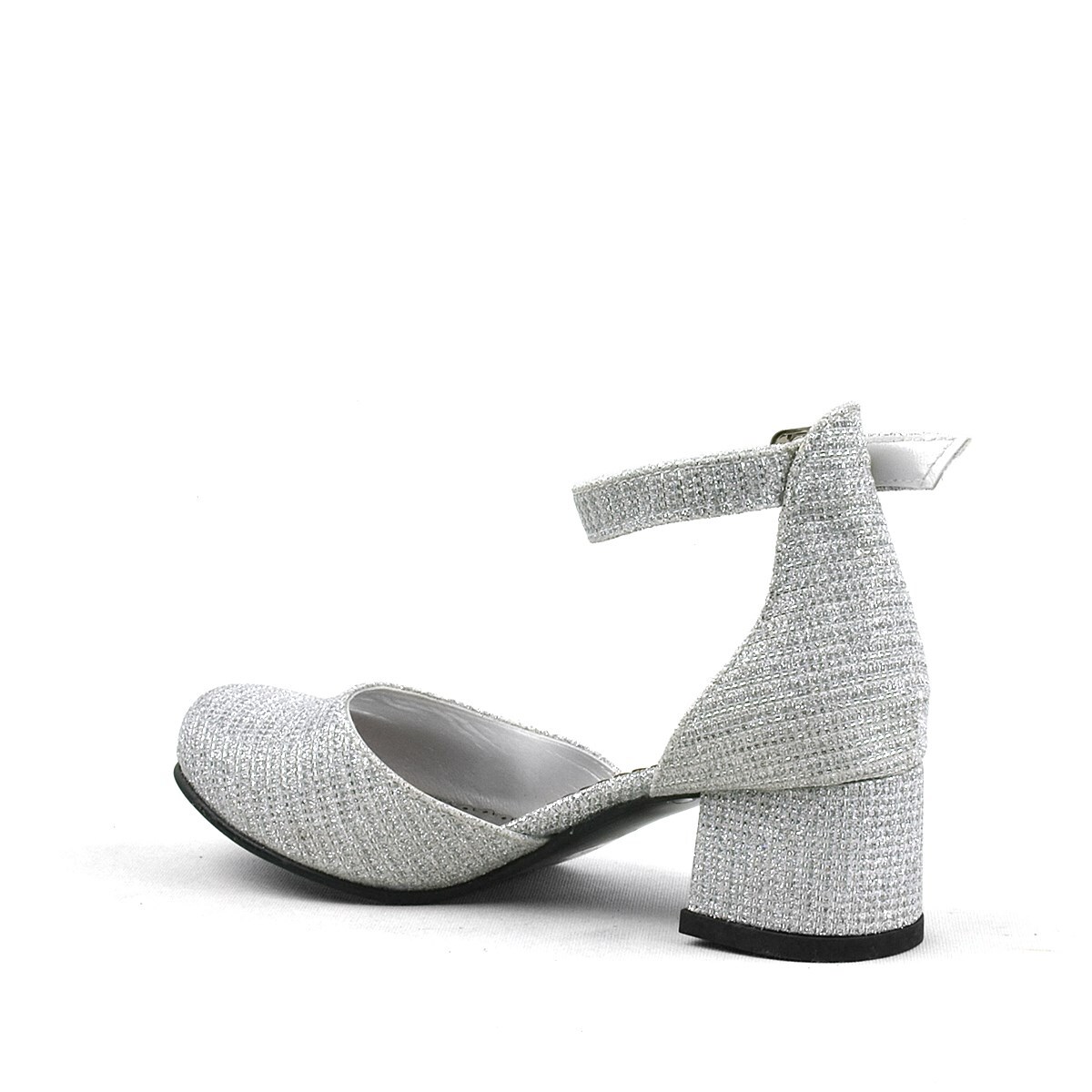 Merida Silver Glittery Chunky Heeled Girls' Shoes - 4