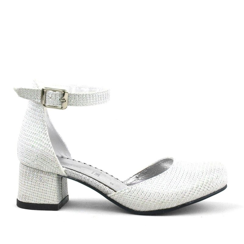 Merida Off-White Glittery Chunky Heeled Girls' Shoes - 3