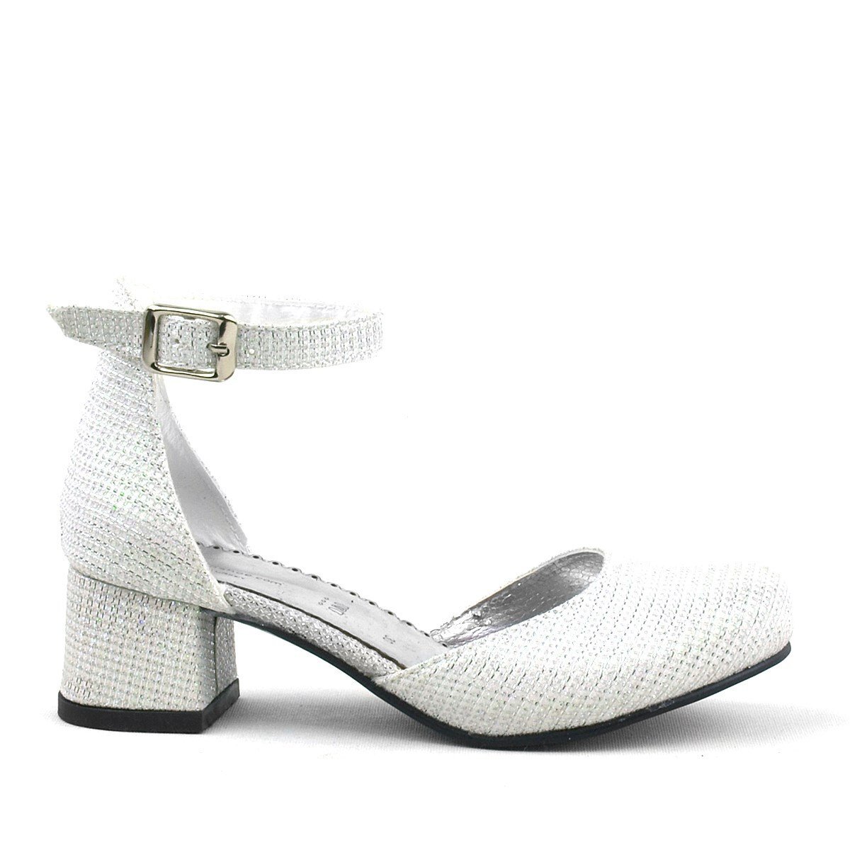 Merida Off-White Glittery Chunky Heeled Girls' Shoes - 3