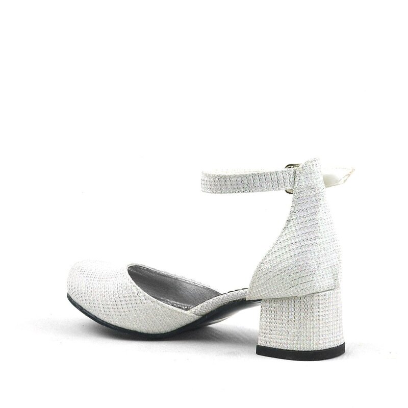 Merida Off-White Glittery Chunky Heeled Girls' Shoes - 4