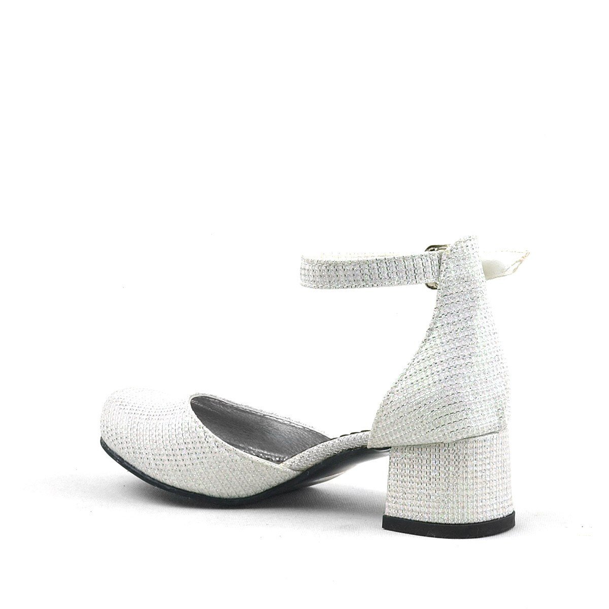 Merida Off-White Glittery Chunky Heeled Girls' Shoes - 4