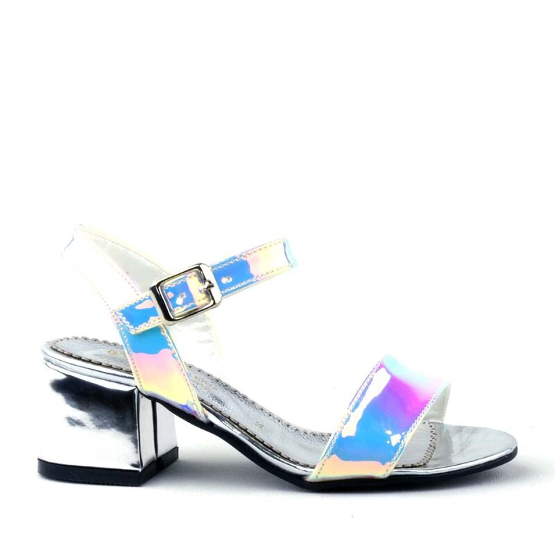 Pony Hologram Silver-Pink Chunky Heeled Girls' Dress Shoes - 3