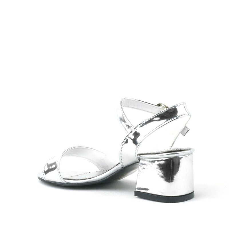 Pony Silver Mirrored Chunky Heeled Girls' Dress Shoes - 4