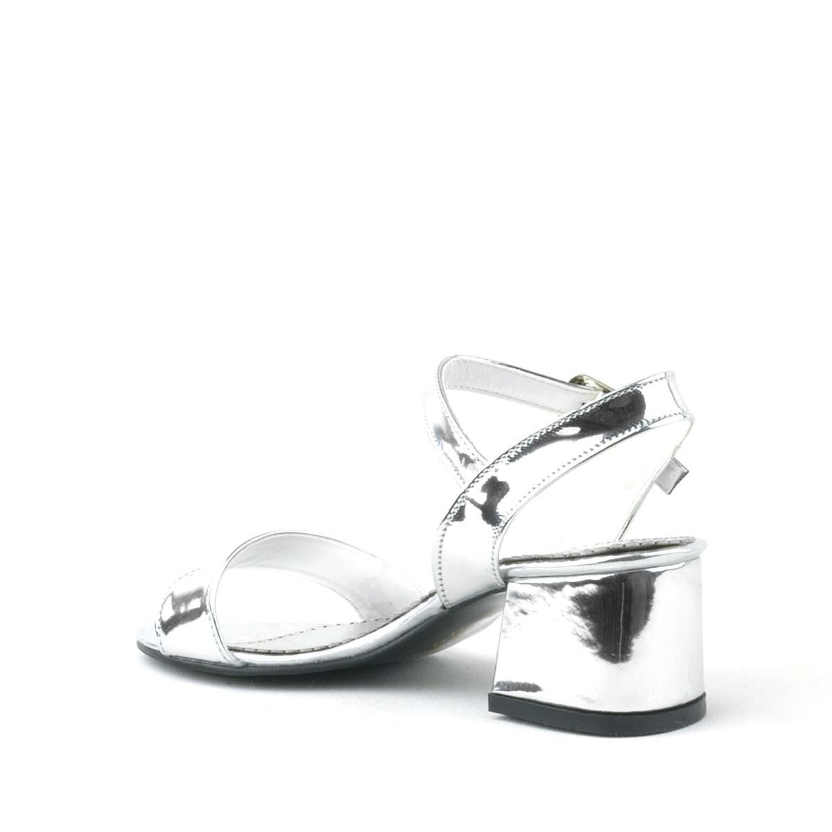 Pony Silver Mirrored Chunky Heeled Girls' Dress Shoes - 4