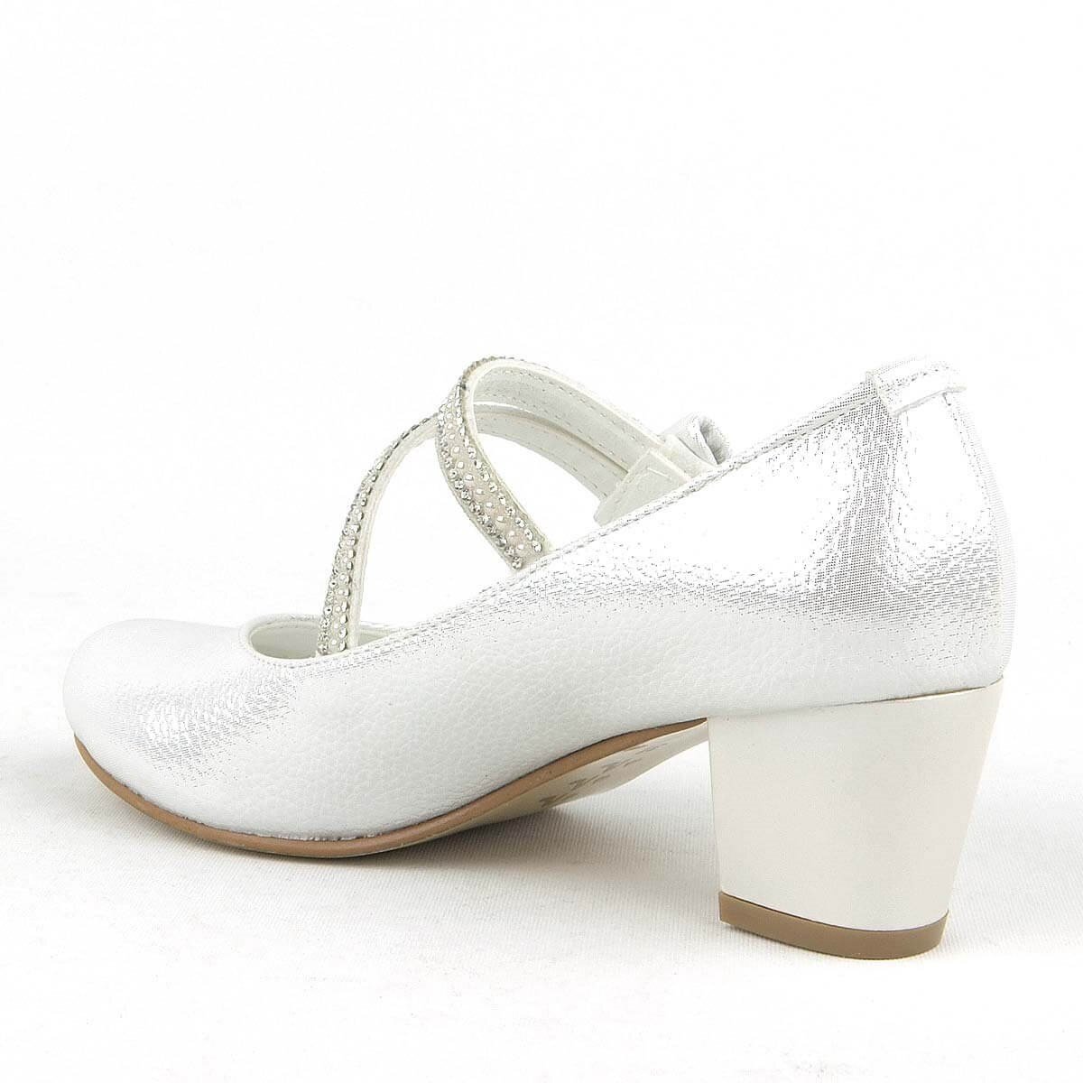 Silver Ribbon Embellished Girl's High-Heeled Dress Shoes - 2