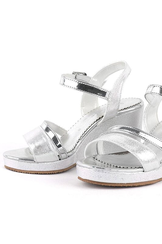 Aurora Gümüş Kız Çocuk Dolgu Topuklu Ayakkabı - 5