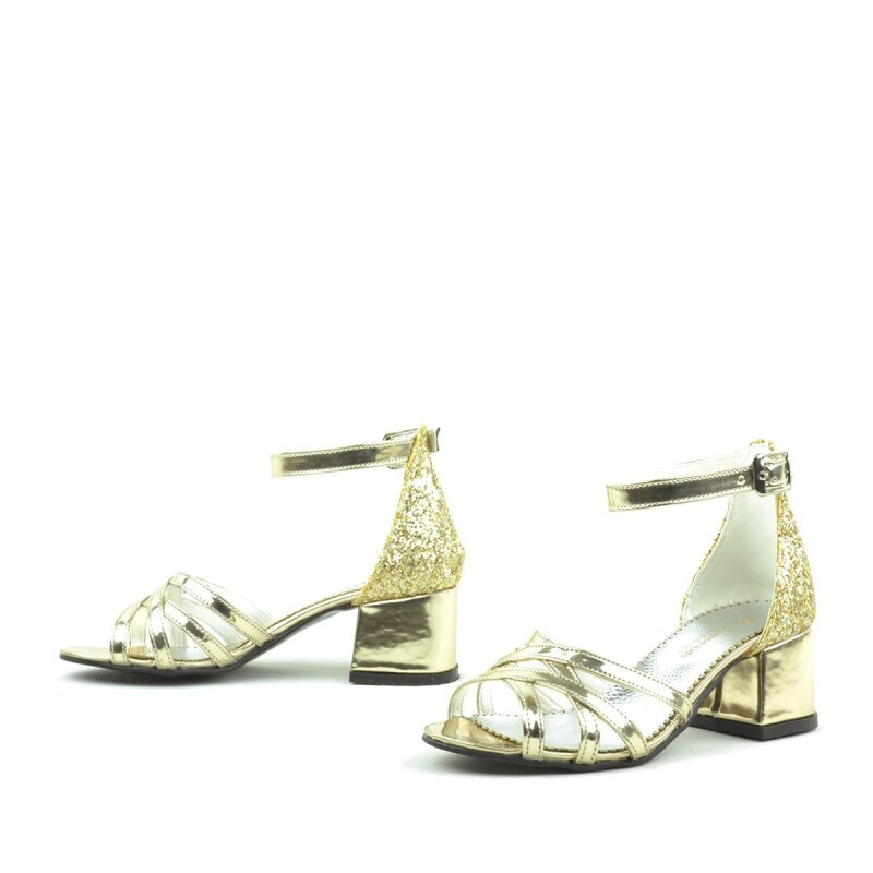 Belle Gold Kalın Topuklu Kız Çocuk Abiye Ayakkabı - 6