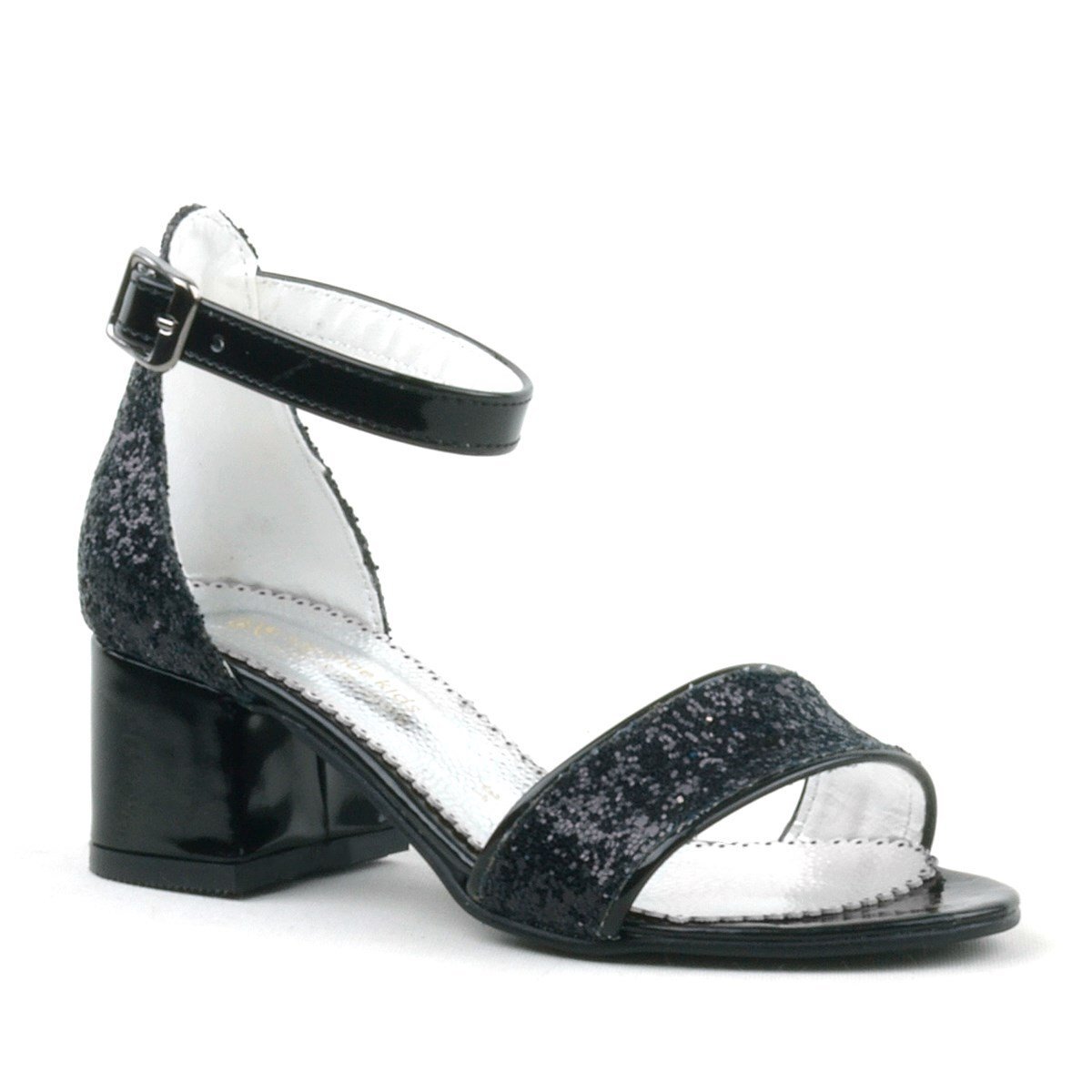 Elsa Black Glittery Chunky Heeled Girl's Dress Shoes - 2