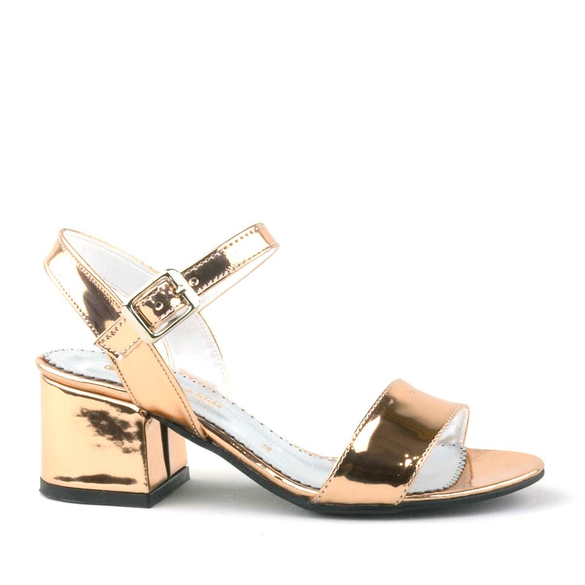 Pony Copper Mirrored Chunky Heeled Girls' Dress Shoes - 3