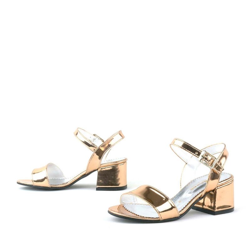 Pony Copper Mirrored Chunky Heeled Girls' Dress Shoes - 6