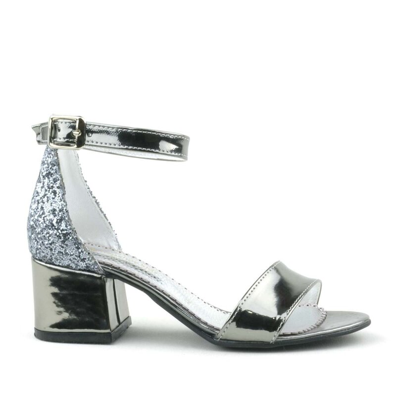 Elsa Platin Aynalı Kalın Topuklu Kız Çocuk Abiye Ayakkabı - 3