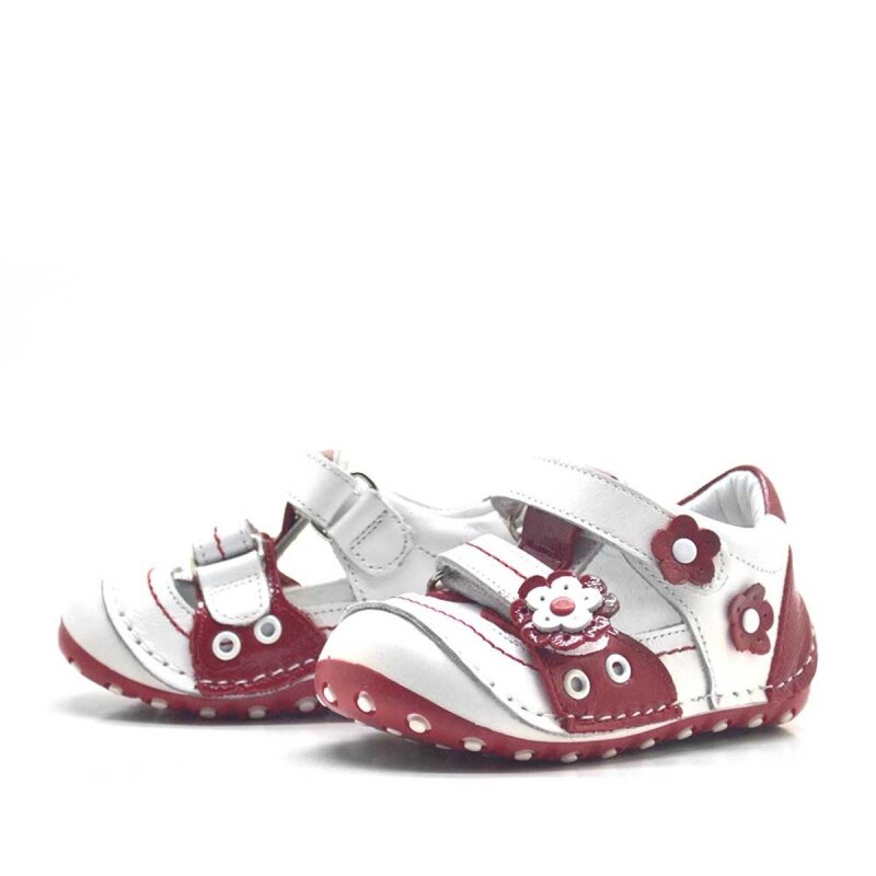 Nino Genuine Leather Red Velcro Summer First Steps Shoes - 3