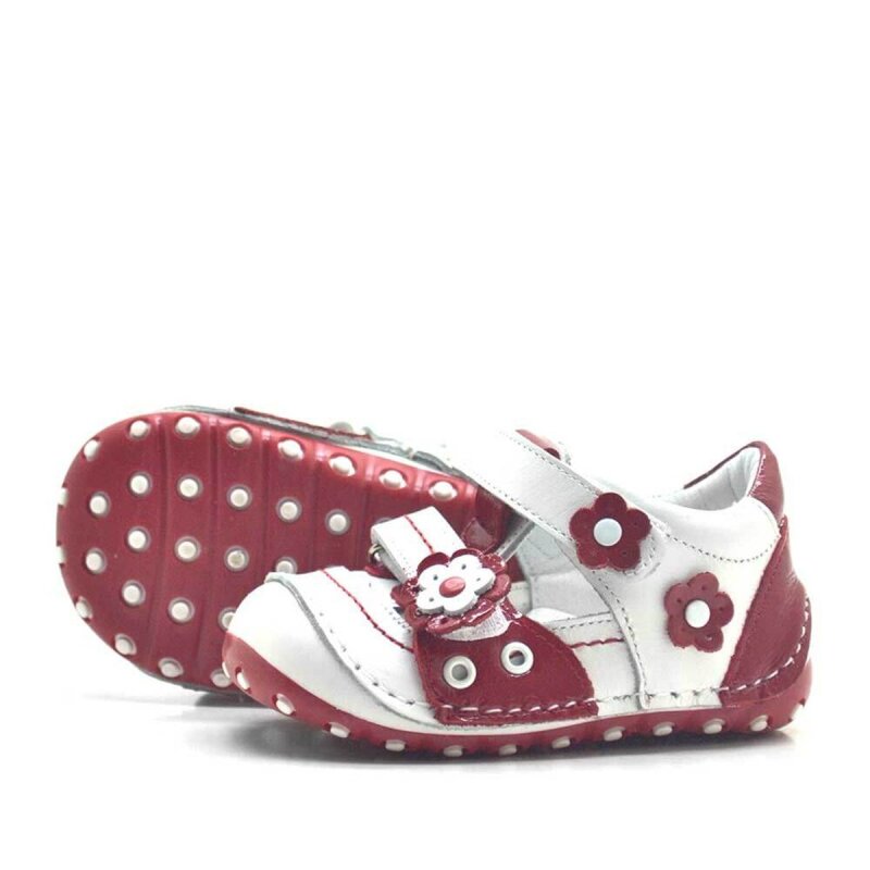 Nino Genuine Leather Red Velcro Summer First Steps Shoes - 4