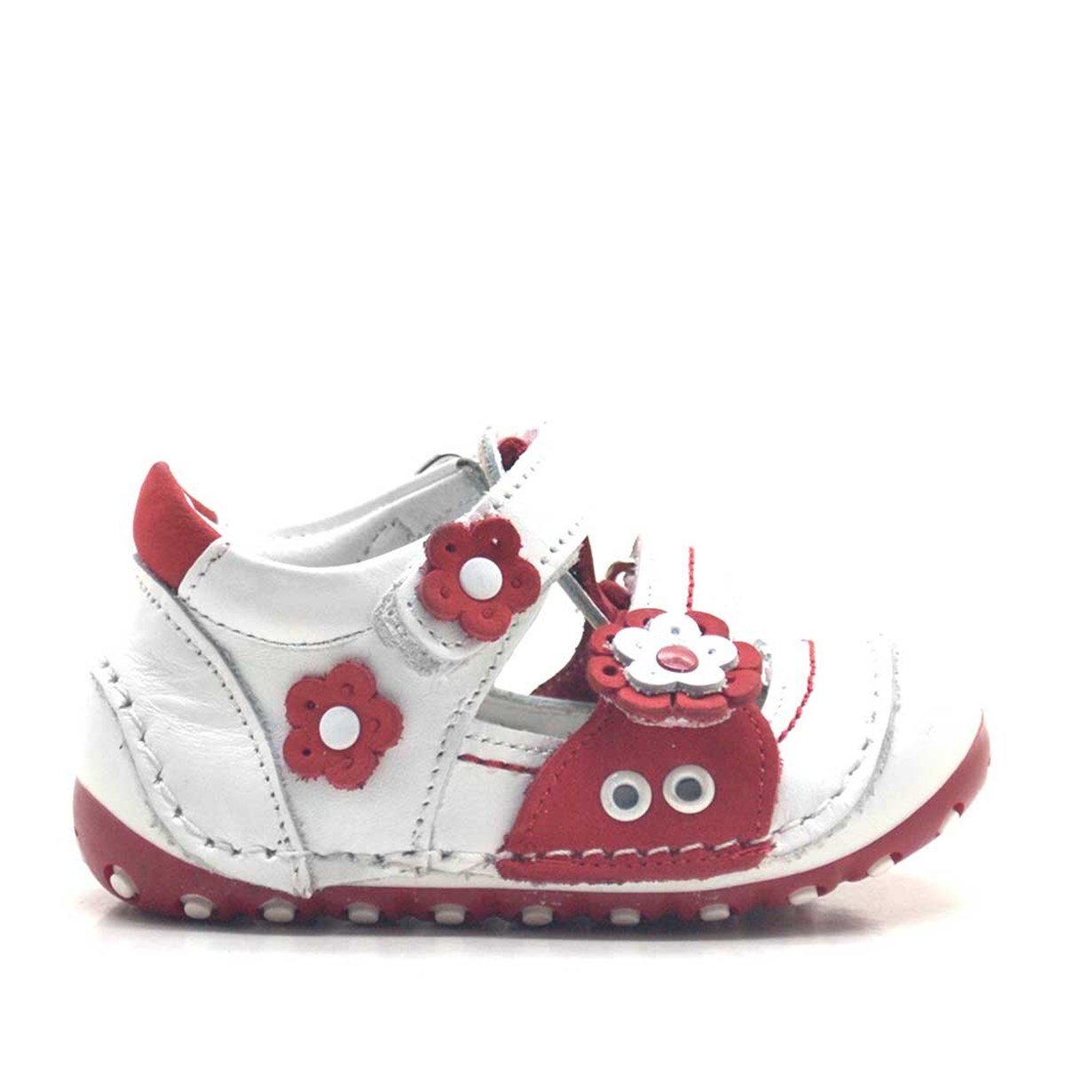 Nino Genuine Leather Red Velcro Summer First Steps Shoes - 2