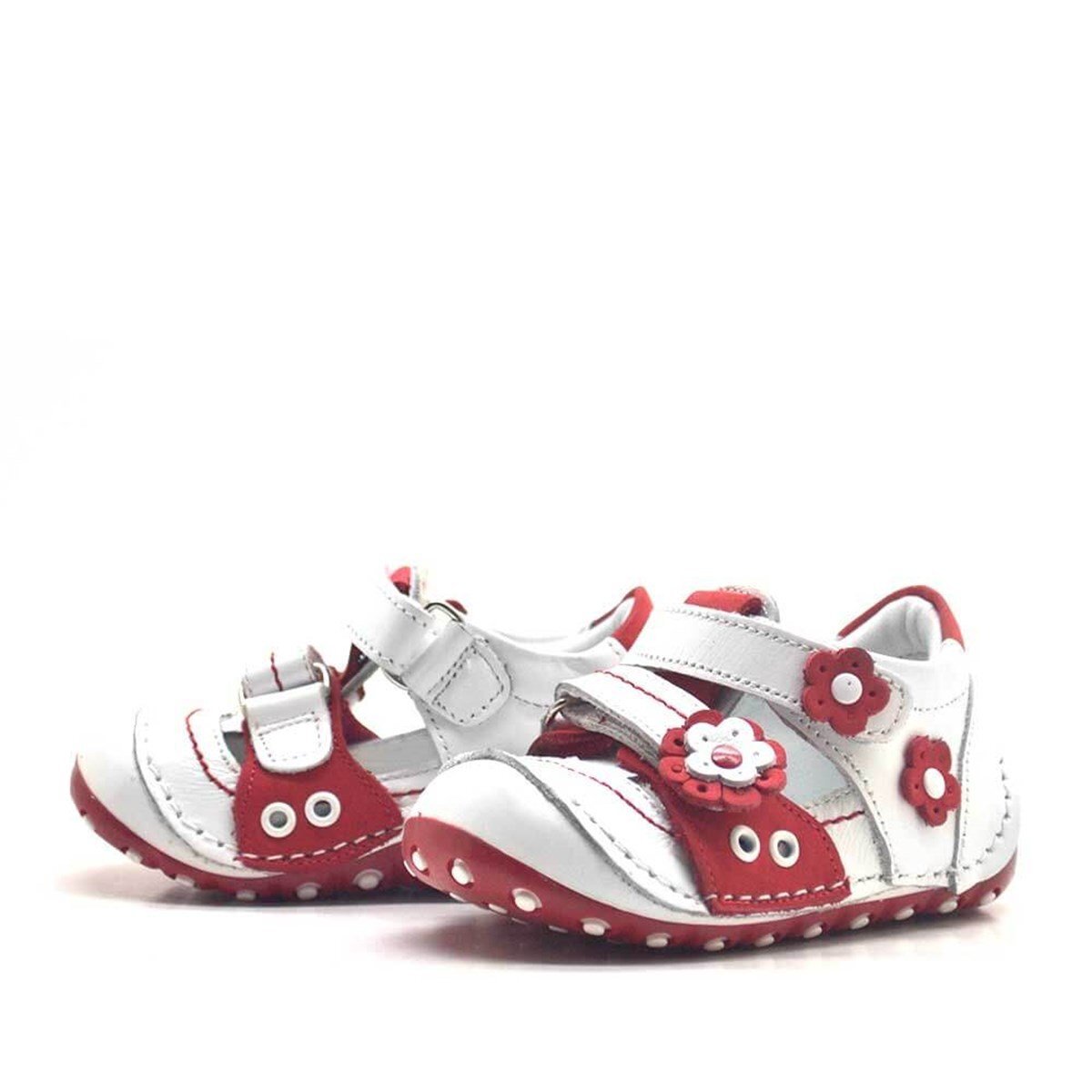 Nino Genuine Leather Red Velcro Summer First Steps Shoes - 3