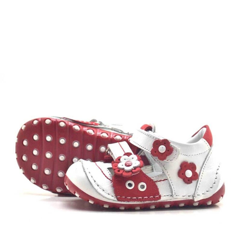 Nino Genuine Leather Red Velcro Summer First Steps Shoes - 4